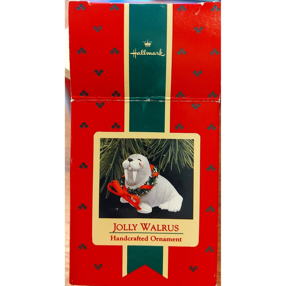 Hallmark Keepsake Jolly Walrus Handcrafted Christmas Ornament with Wreath Box